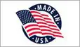 A made in usa logo with an american flag.